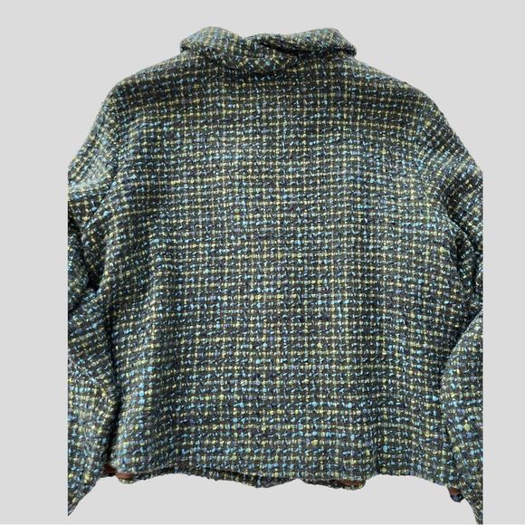 Anna Marie Rice Pita Vintage Wool Tweed Crop Blazer Jacket Blue/Green Women's 2 - Picture 7 of 12